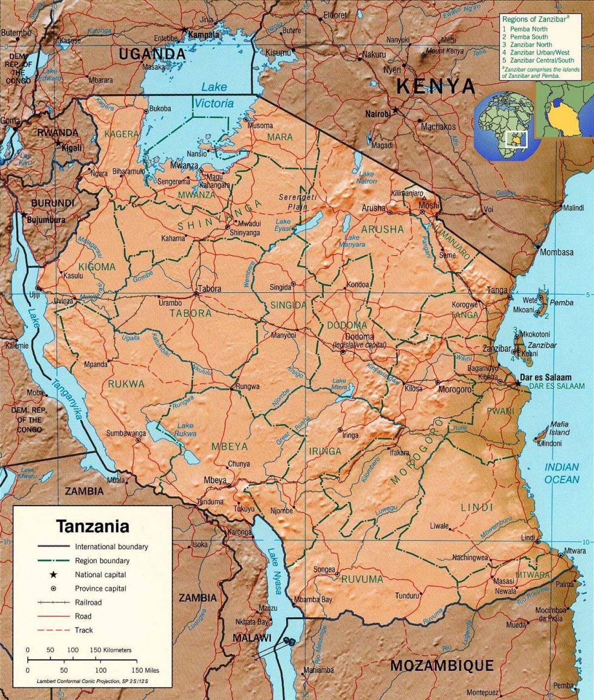 tanzania geografis peta