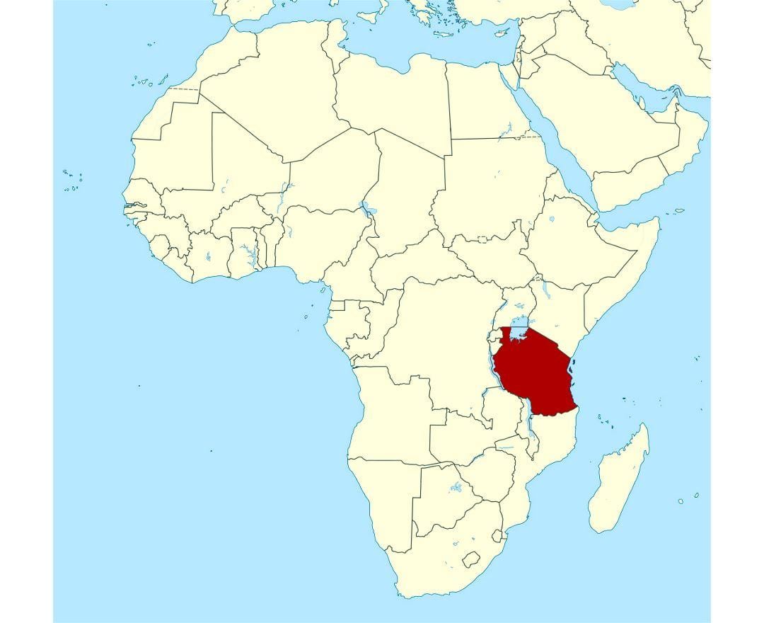 Peta lokasi dari tanzania di dunia 