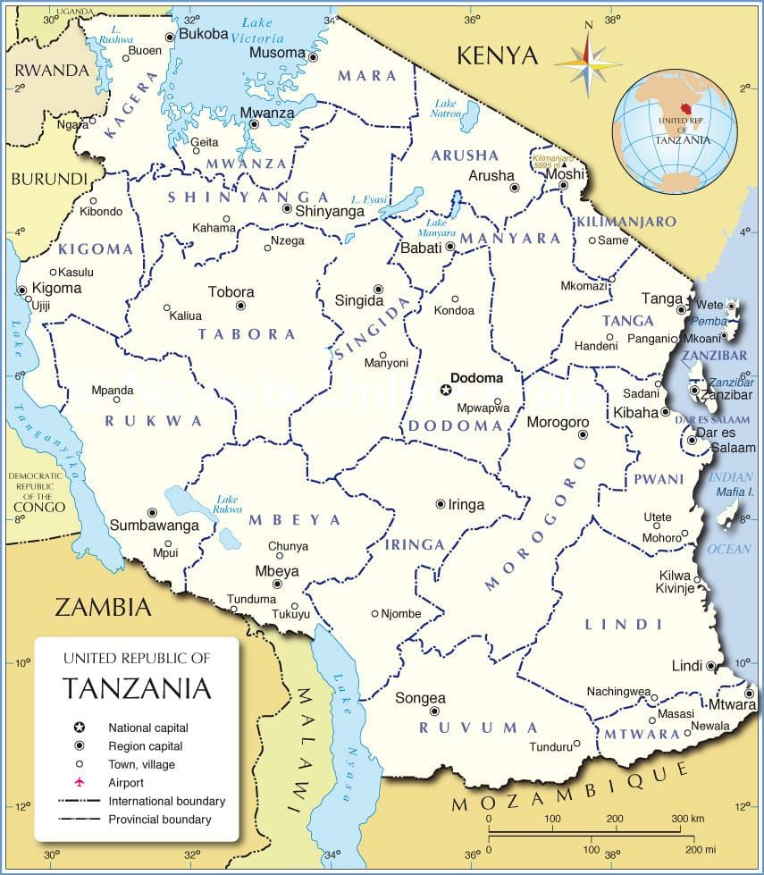 tanzania administrasi peta