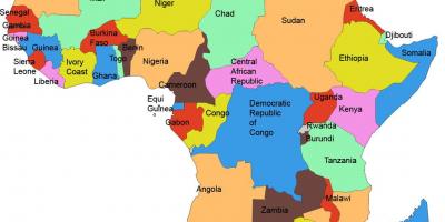 Peta dari afrika menunjukkan tanzania