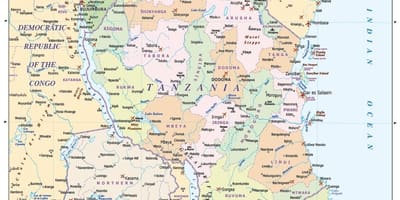 Peta dari tanzania dan negara-negara sekitarnya