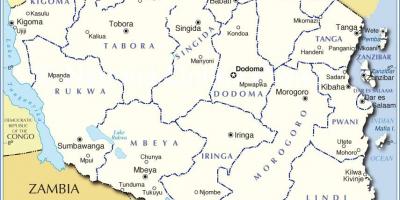 Peta dari tanzania dengan kabupaten