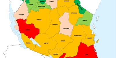 Tanzania kepadatan penduduk peta