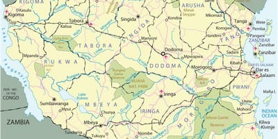Tanzania tourist peta wisata